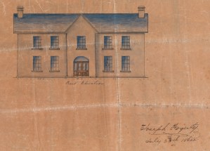 Hand-drawn sketch of Moyaliffe House by Joseph Fogarty