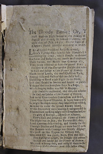 Portion of the broadside ballad The bloody battle