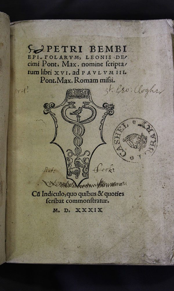 Title page of Bolton Library C.10.3 printed in Basle in 1539